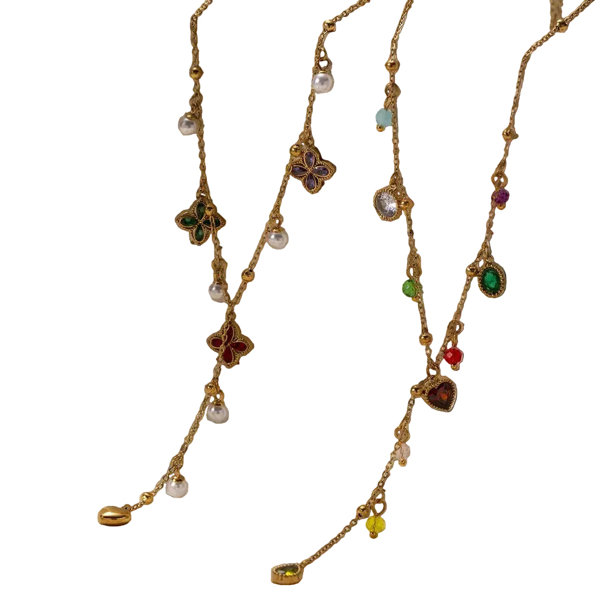 Collier pendentif colorés en acier inoxydable avec zircon